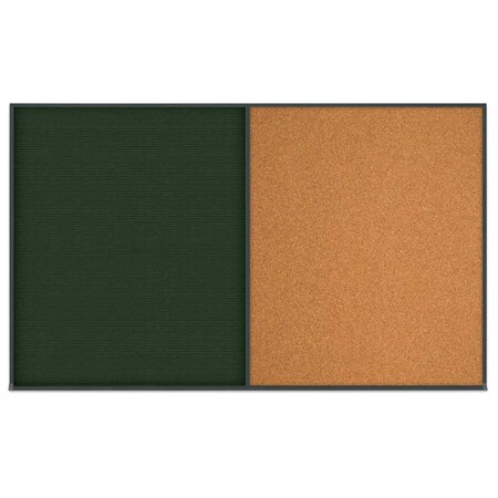 United Visual Products Double Door Radius Corkboard, 60"x36", Hea, UV7014RC-SATIN-BLSPRU UV7014RC-SATIN-BLSPRU
